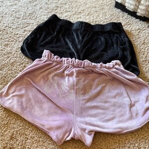 Juicy Couture Black and Pink Velvet Shorts Set